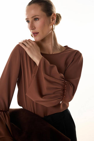 Blusa Mangas Recorte Balone - Caramelo