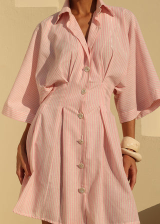 Vestido Listras Alfaiat Fluido - Listrado Rosa 2214061862