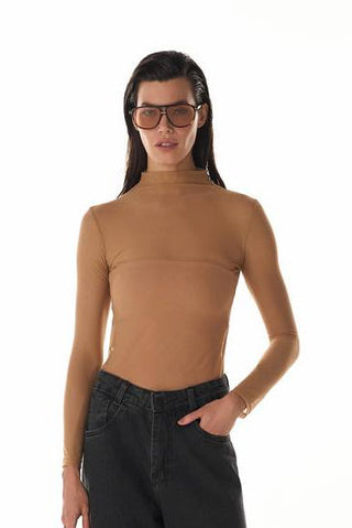 Blusa Basica Em Tule - Pele