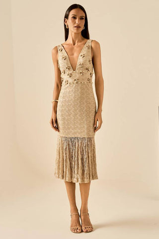 Vestido Midi Trico Gold - Gold