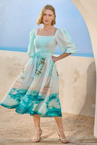 Vestido Print Coqueiros Midi - Estampa Coqueiros 221434EST01