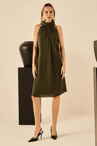 Vestido Frente Unica Midi Lenços - Oliva