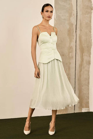 Conjunto Saia Plisse E Top Zibeline - Menta Fresh