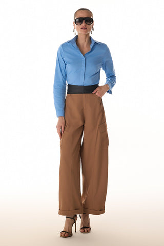 Camisa Tricoline C/ Ombreiras - Azul