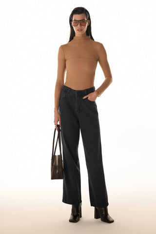 Blusa Basica Em Tule - Pele