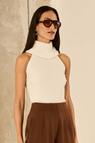 Blusa Gola Alta Em Pelo - Off White