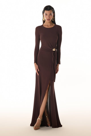Vestido Longo Slin C/peça Especial - Café