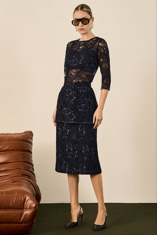Conjunto Elegante De Renda - Marinho