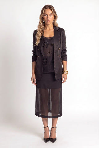 Saia Em Organza - Preto - frente