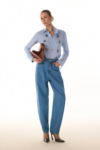 Camisa Em Linho Contemporanea - Azul Claro