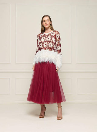 Blusa Detalhe Pluma Lurex - Vermelho