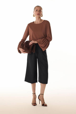 Blusa Mangas Recorte Balone - Caramelo