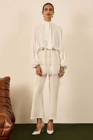 Calça C/ Saia Sobreposiçao - Creme