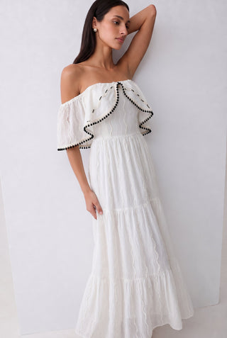 Vestido Casual Ombro A Ombro - Off White