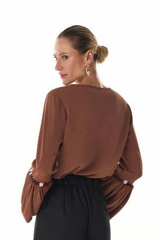 Blusa Mangas Recorte Balone - Caramelo