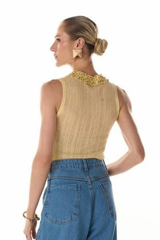 Regata Polo Bordada - Amarelo