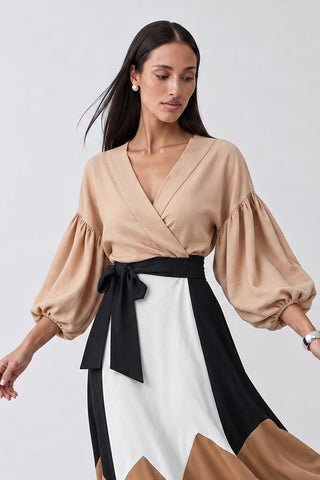 Kimono Mangas Bufantes - Areia